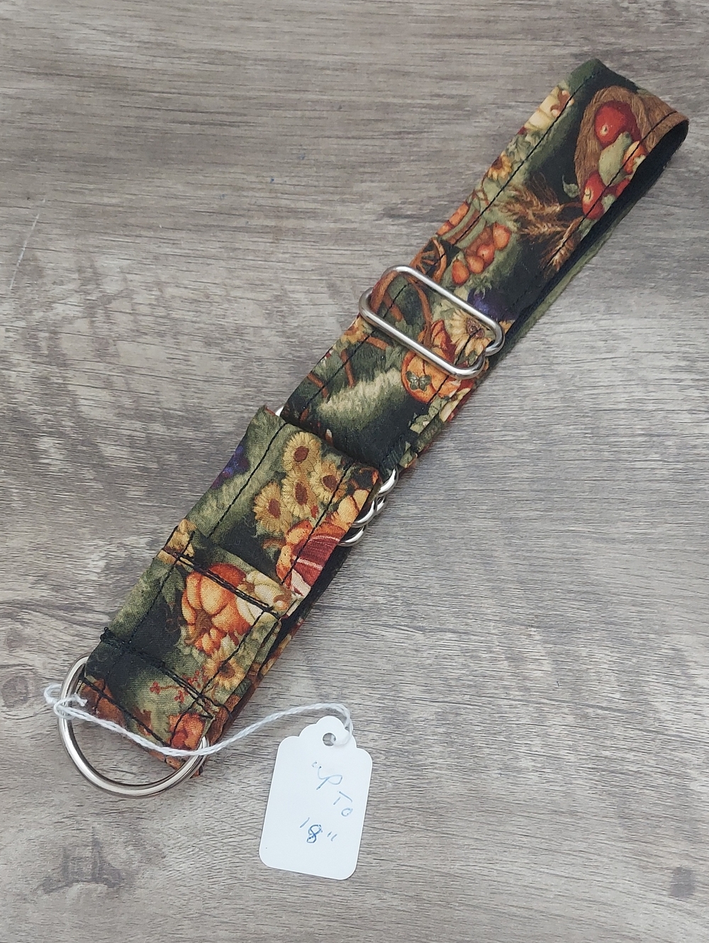 Custom Martingale Dog Collar 1.5" Fall Harvest Pumpkin Sunflower 1" D-Ring 18"
